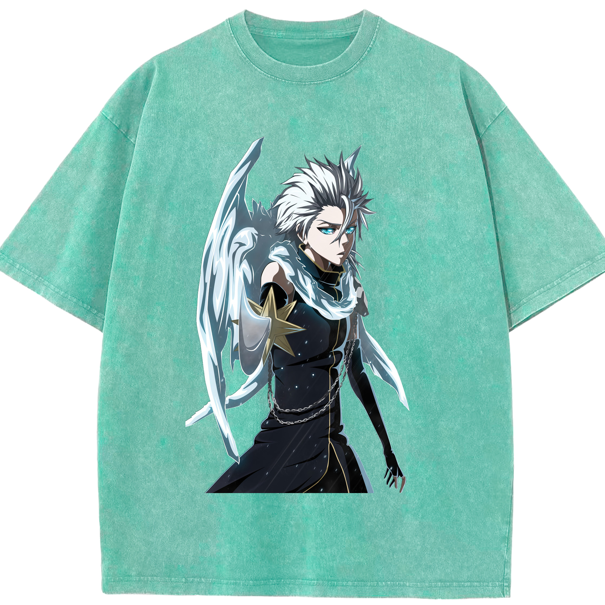 （画像用） ブリーチ 日番谷冬獅郎（ひつがや とうしろう） BLEACH Hitsugaya Toushirou 綿100% ヴィンテージ風 半袖Tシャツ（フロントプリント）